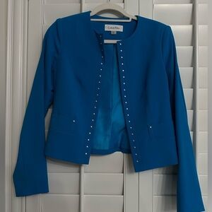 Calvin Klein Women’s Blue Blazer Suit Jacket with Stud detail | 2P | NWOT Petite